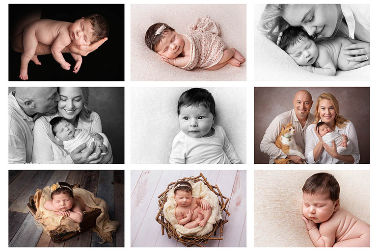 Northern Beaches in-home newborn photography collage 