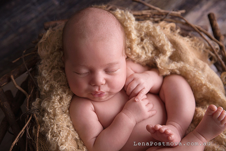 one month old baby with the cute lips