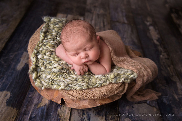 Newborn Photography Northern Beaches - baby boy in the wooden prop