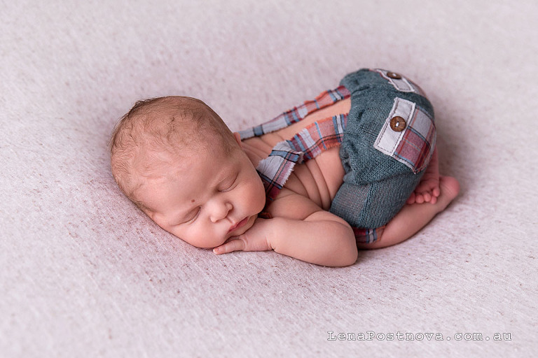 Newborn Photography Northern Beaches - baby boy wearing cute pants 