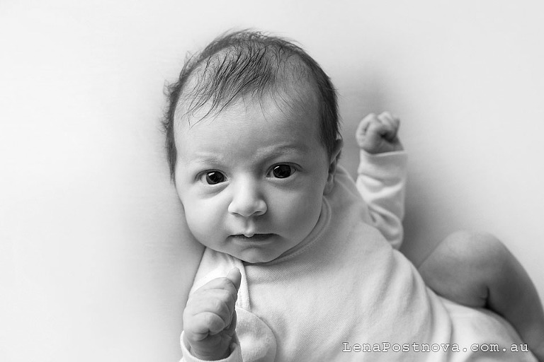 close up of awake newborn baby