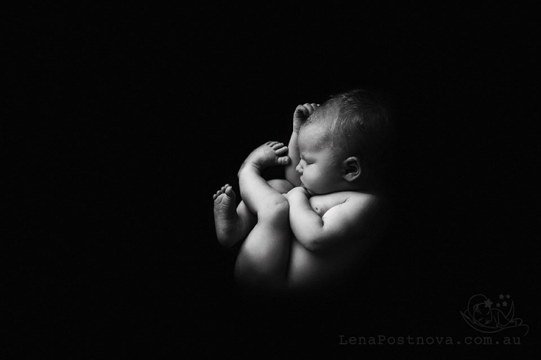 Newborn Photographer North Shore Sydney - brand new baby womb like styled posed newborn photography