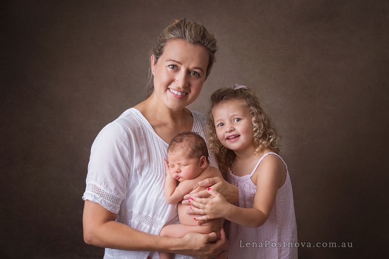 Newborn photographers Sydney - mother with daughters