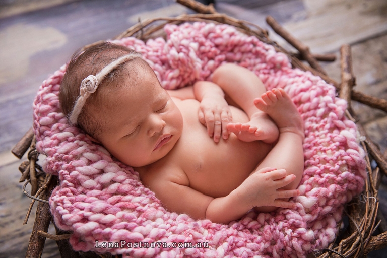 Newborn photographers Sydney - baby in the prop