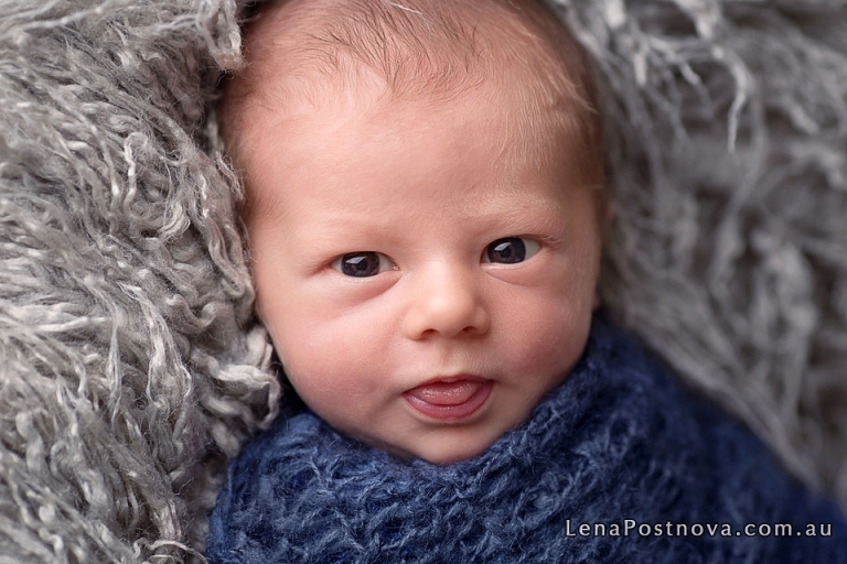 cute baby awake close up