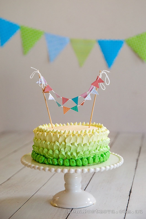 Cake Smash Sydney - Green and Yellow Cake for Cake Smash - made by Mum - First Birthday Photos - first birthday cake baby boy