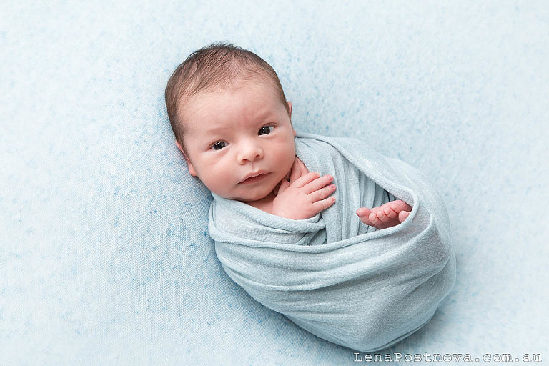 awake newborn baby boy