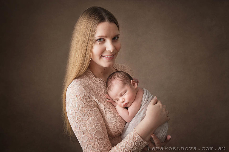 Mum and newborn baby boy 
